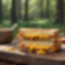 Close-up of a perfectly grilled cheese sandwich in nature