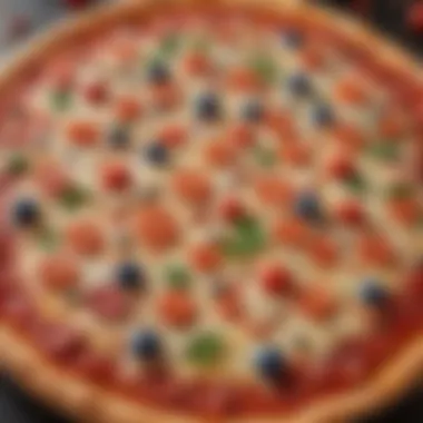 Giant Frozen Pizza with Vibrant Toppings A visually striking giant frozen pizza showcasing vibrant toppings and golden crust.
