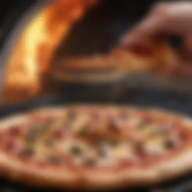 Perfectly Cooked Pizza with a Turner A perfectly cooked pizza being removed from the oven with a turner