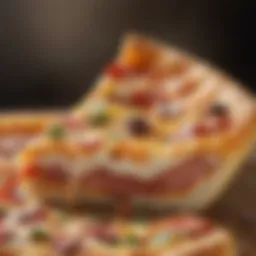 A close-up of a slice of Hawaiian pizza with vibrant toppings