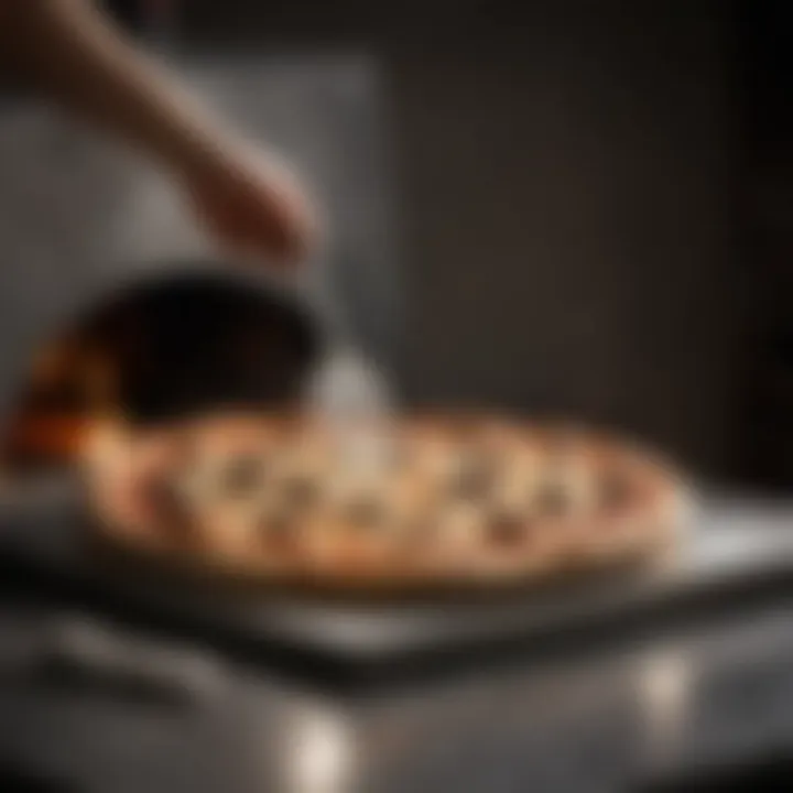 A stainless steel pizza peel reflecting light, emphasizing its durability