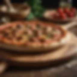 A beautifully crafted wooden pizza peel showcasing its natural grain