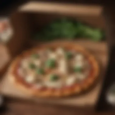 Cauliflower Pizza Delivery Box A delivery box showcasing a cauliflower pizza ready to be enjoyed