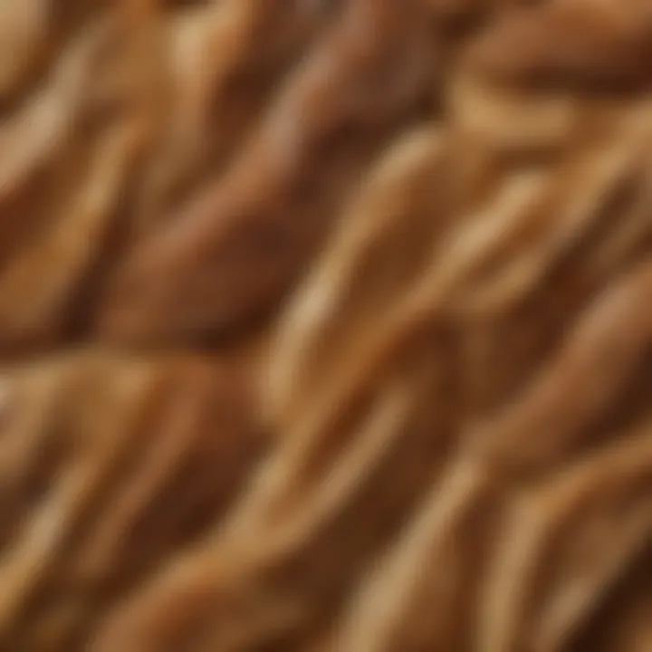 Close-up of the grain patterns on a wooden bread peel.