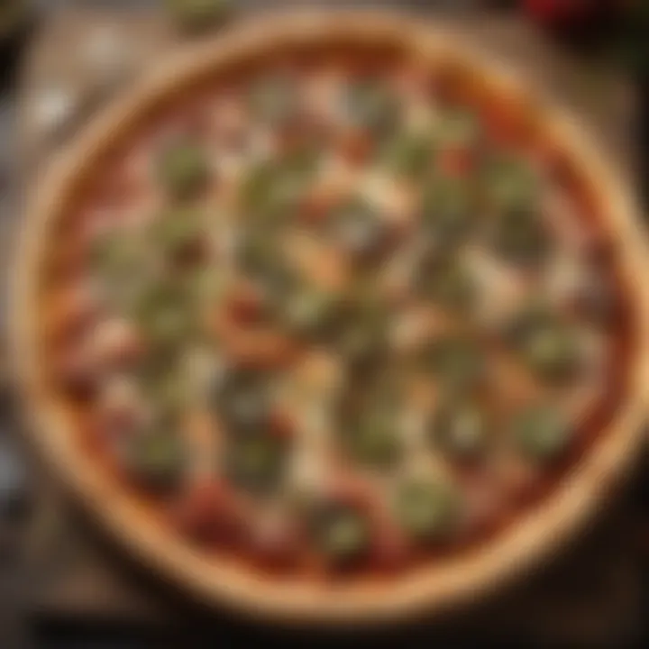 A close-up of a freshly baked pizza adorned with jalapenos.