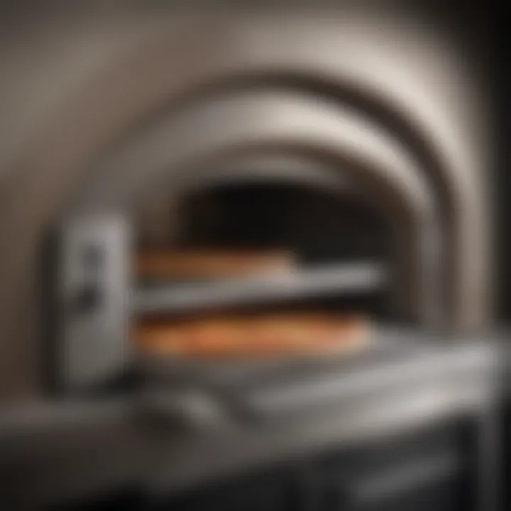 A close-up of the interior of a stainless pizza oven highlighting its functionality.