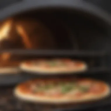 Close-up of artisan pizza baking in a compact oven