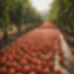 Tomato harvest at a sun-kissed Italian vineyard