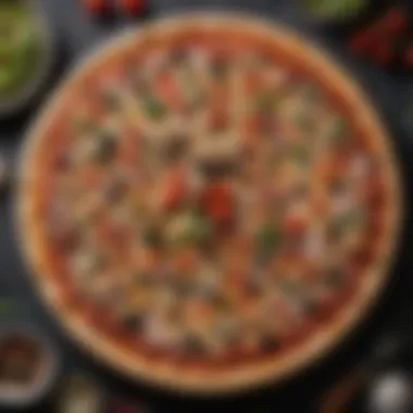 Fresh Toppings Neatly Arranged on Pizza Stone Toppings Arranged on Pizza Stone