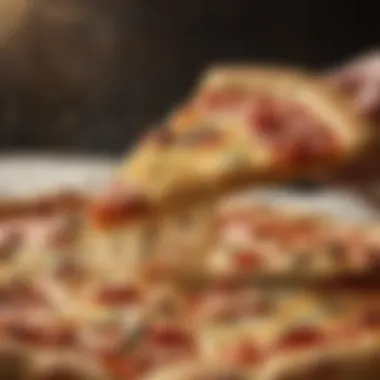 Savoring the Perfect Slice Sliced pizza with bubbling cheese and golden crust
