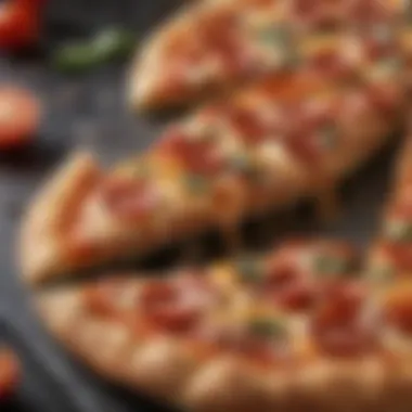 Close-up of crispy pizza base on pizza steel