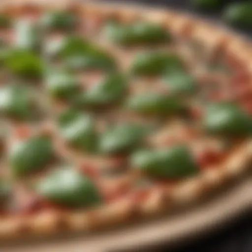 Fresh Basil Leaves on Pizza