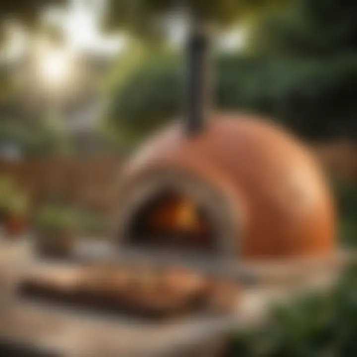 A beautifully designed outdoor pizza oven in a backyard setting