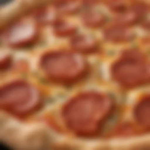 Close-up view of a New York style pizza crust showcasing its characteristic chewiness