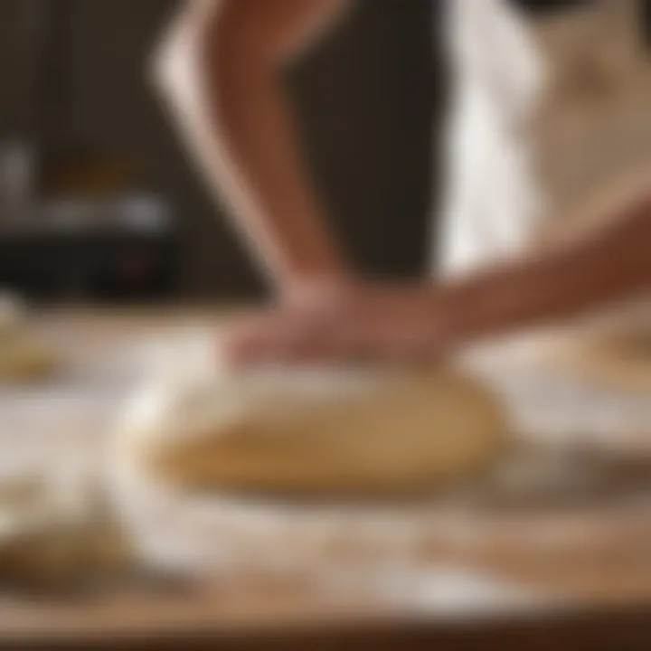 Kneading dough to develop gluten