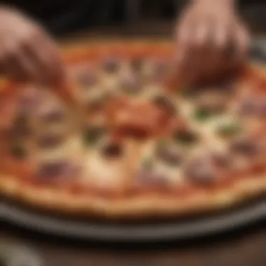 Artistic depiction of various cutting techniques for pizza