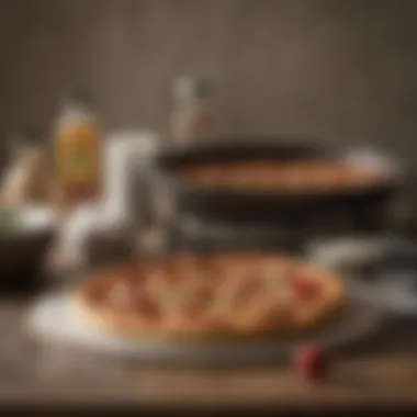 Maintenance Tips for Pizza Stones A well-maintained pizza stone next to cleaning supplies for longevity.