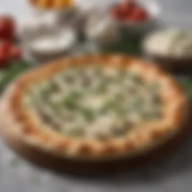 Fresh Ingredients for White Pizza An array of fresh white pizza ingredients including garlic, cheeses, and herbs