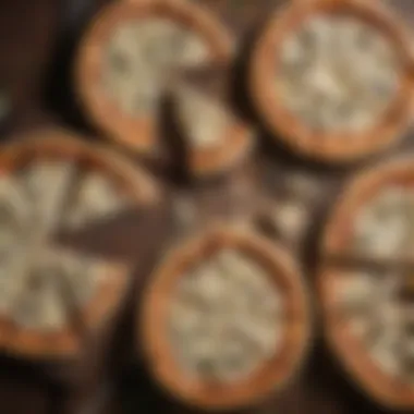 Diverse White Pizza Variations A selection of different white pizza variations on a rustic wooden table