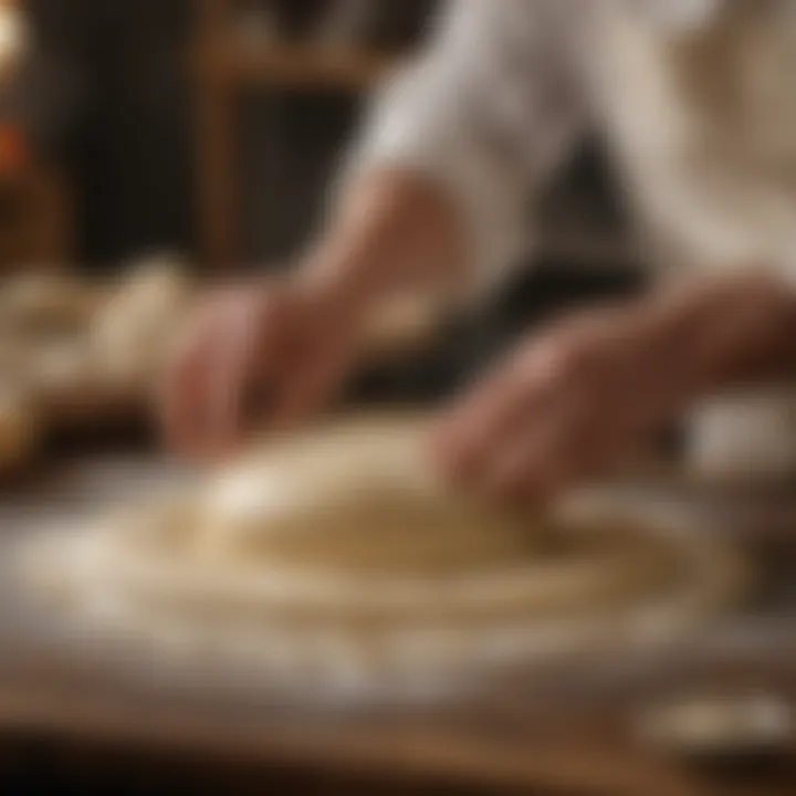 Artisanal Pizza Dough Being Kneaded