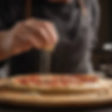 Artisanal dough being hand-stretched