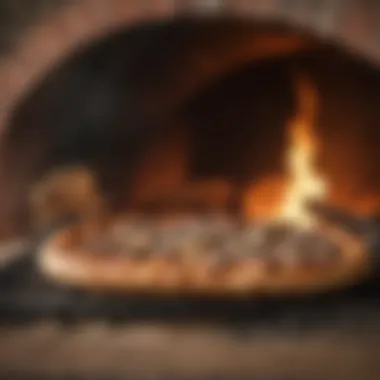 Sizzling hot wood-fired brick pizza oven creating the perfect char on a pizza