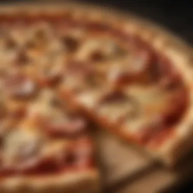 A close-up of the fluffy crust characteristic of pan pizza