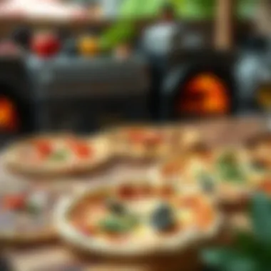 Variety of pizzas arranged beautifully on a wooden serving board