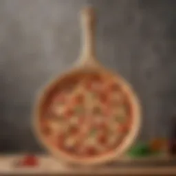 A beautifully crafted wooden pizza paddle showcasing its natural grain.