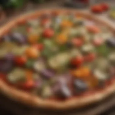 Vibrant assortment of fresh garden vegetables adorning Costco's gluten-free pizza