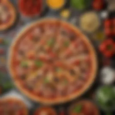 Exquisite Selection of Pizza Toppings Freshly chopped vibrant vegetables for pizza toppings
