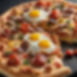 A close-up view of Walmart breakfast pizza showcasing its toppings