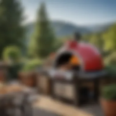 Outdoor Setting with the Weber Gas Grill Pizza Oven A vibrant outdoor setting featuring the Weber gas grill pizza oven in use.