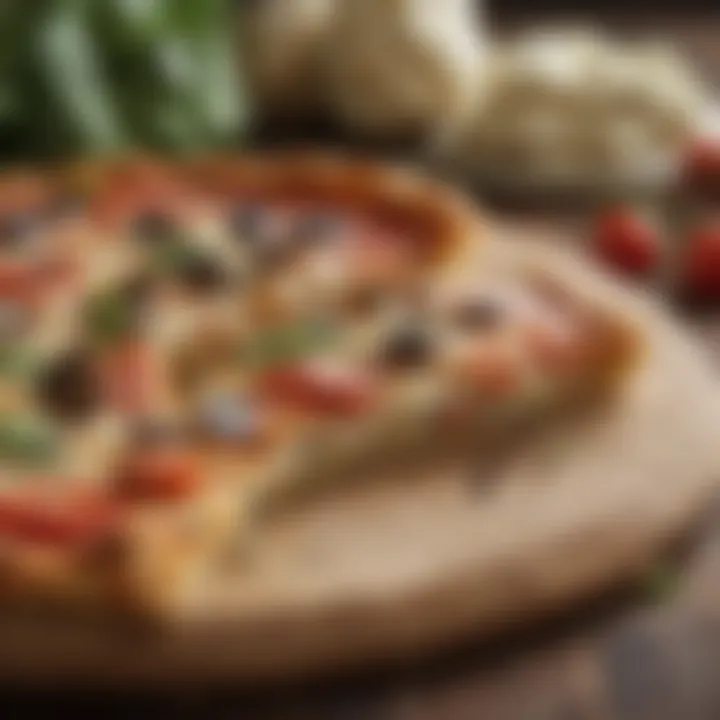 Nutritional labels and ingredients of cauliflower pizza crusts highlighting health benefits.