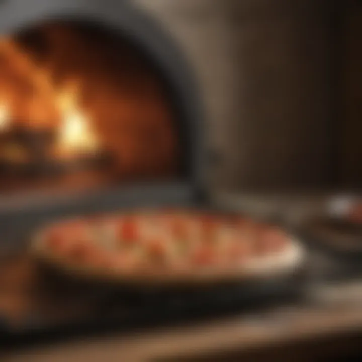 A pizza stone in use within a home oven, with pizza on top