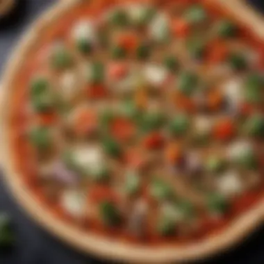 Whole grain pizza crust with fresh vegetables