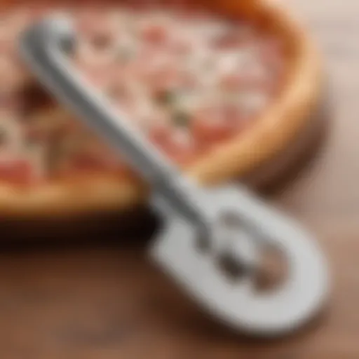 A close-up view of the Williams Sonoma pizza cutter showcasing its sleek design.