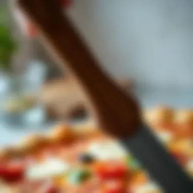 Ergonomic Handle Design for Optimal Grip and Control Close-up of the ergonomic handle of the pizza peel