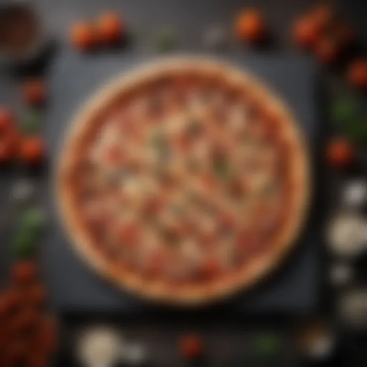 A beautifully cooked pizza on the Wirecutter pizza stone, highlighting the crust and toppings