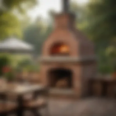 Wood-fired brick pizza oven in use