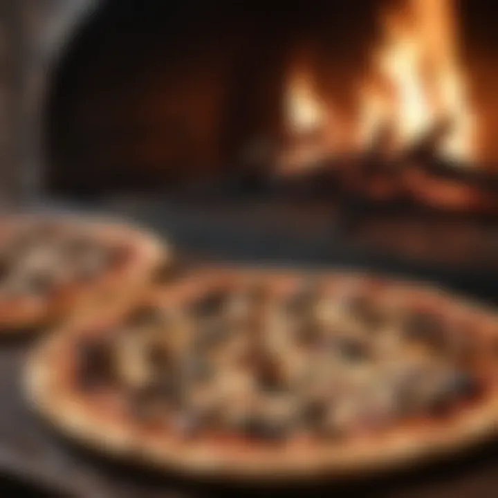 Wood-fired oven pizza with charred crust