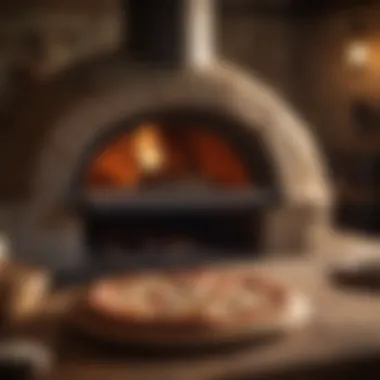 Wood-fired oven showcasing a rustic pizza baking process