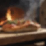 Wood-fired pizza oven emitting aromatic smoke