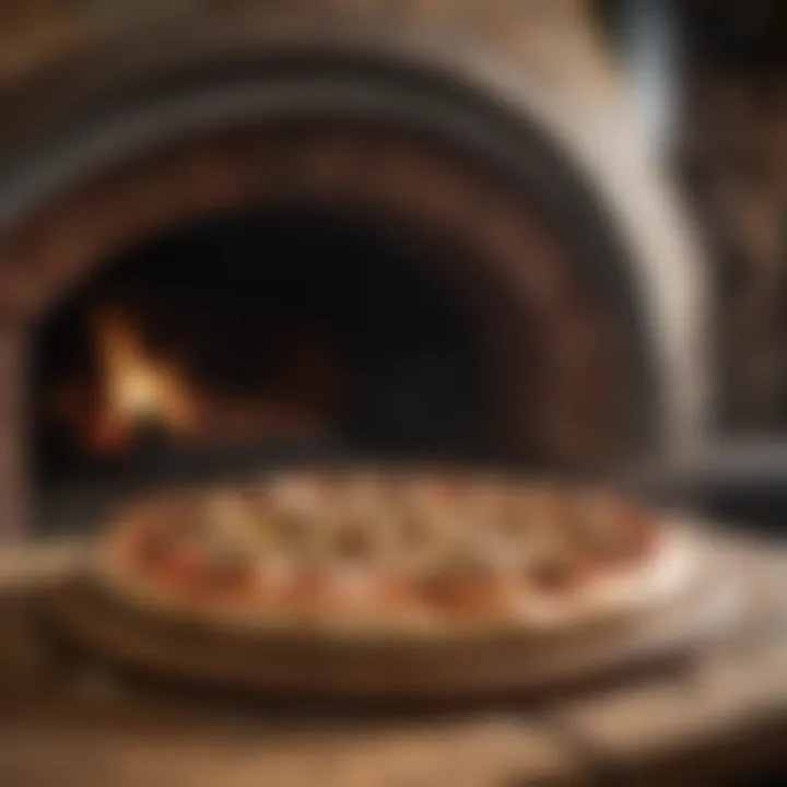 Wood-fired pizza oven in action