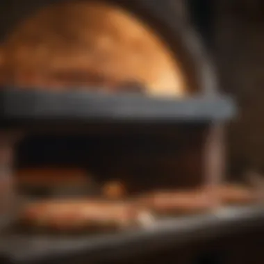 Wood-fired pizza oven showcasing the baking process