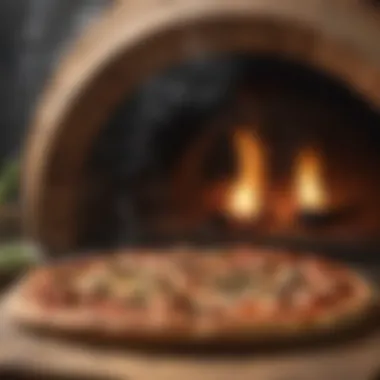 Delicious pizza emerging hot from the wood pellet oven